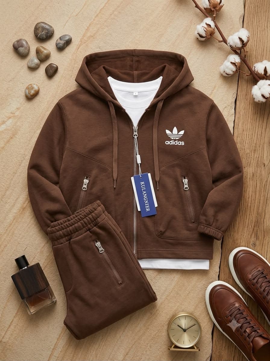 Детский спортивный костюм с капюшоном коричневый